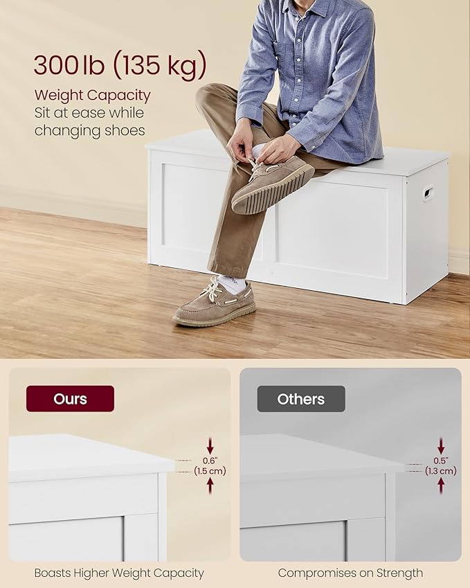 VASAGLE Storage Chest, Storage Trunk with 2 Safety Hinges, Storage Bench, Sho...