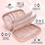 emissary Jewelry Organizer Case Travel Jewelry Storage Bag for Necklace, Earrings, Rings, Bracelet, Valentines Day Gifts, Earring Storage, Necklace Storage, Pouch Bag Accessories for Travel (Pink)