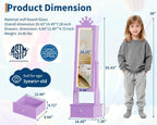 LED Kids Jewelry Armoire Cabinet with Full Length Mirror for Girls, Purple | 3 Color Touch Control Lighting,Anti-Tip Stable Structure,Lockable Cabinet, Freestanding Jewelry Organizer