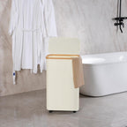 efluky Slim Laundry Hamper with Wheels, Narrow Laundry Basket with Lid and Removable Bag, Aesthetic Dirty Clothes Hamper on Wheels for Laundry Room, Bedroom, Dorm and Bathroom, 75L Beige