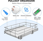 WelFurGeer Soft Close Slide Out Cabinet Shelf, 11" W x 22" D Pull Out Drawers for Kitchen Cabinets, Kitchen Shelf Organizer, Cupboard Organizers and Storage, Under Cabinet Pull Out Shelves