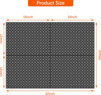 TORACK 4 PCS 12"x16" Metal Pegboard Panels for Garage, Workbench, Shop, Tool Organizer Peg Board with 1/8" & 1/4" Holes, Modular Wall-Mounted Pegboard for Pegboard Hooks (Black)
