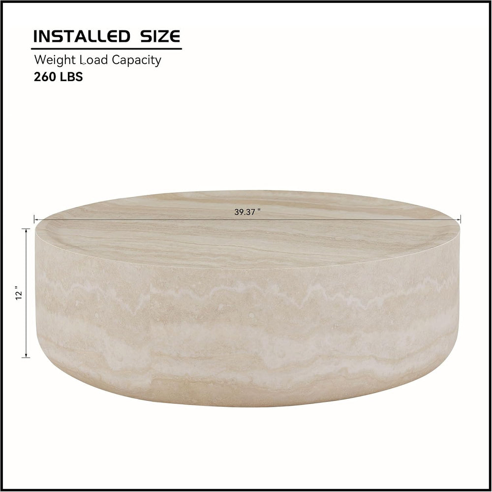 Round Coffee Table Set of 2,Marble Grain Coffee Table Set with Side Table,Cir...