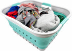 SAMMART 42L (11 gallon) Collapsible Plastic Laundry Basket - Foldable Pop Up Storage Container/Organizer - Portable Washing Tub - Space Saving Hamper/Basket (Grey/Pine)
