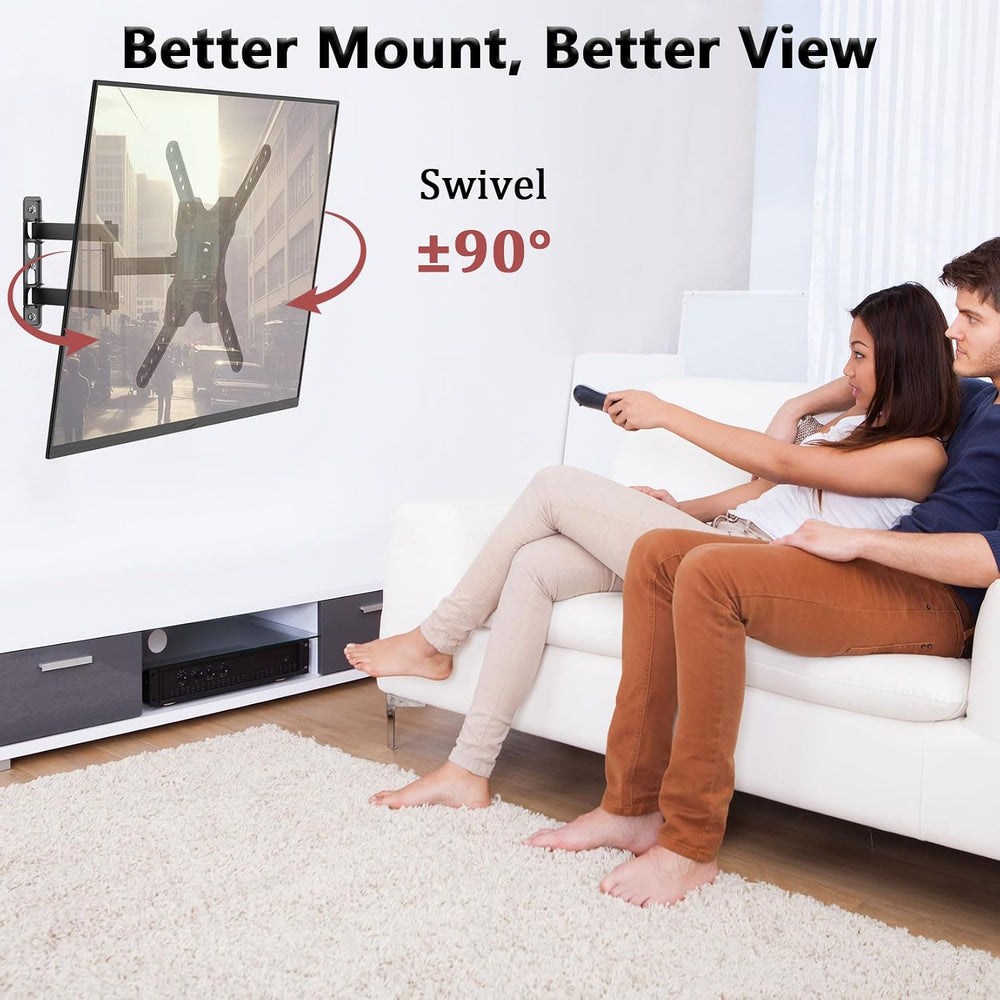 Full Motion TV Wall Mount, Corner Wall Mount Bracket with Swivel Tilt Arm, Fi...