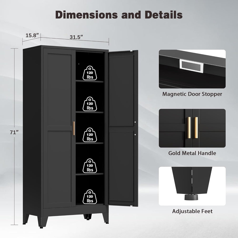 71” Tall Metal Kitchen Pantry Cabinet, Kitchen Storage Cabinets, Steel Cupboa...