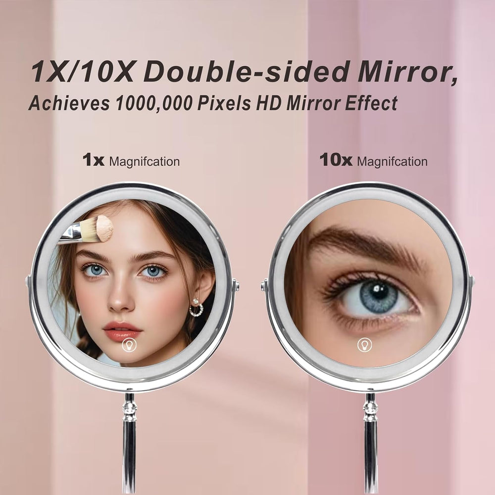 Makeup Mirror with Lights ，8 Inch 1X/10X Rechargeable Double Sided Magnifying...