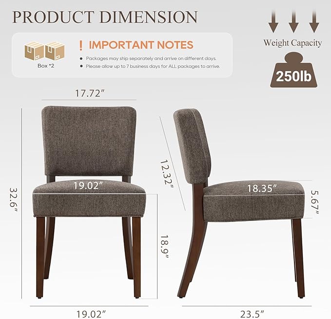 COLAMY Mid Century Modern Dining Chairs Set of 4, Upholstered Kitchen Chairs ...
