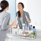 Toothbrush Holders for Bathrooms Countertop Organizer - Kids Electric Toothbrush and Toothpaste Holder Detachable 7 Slots Tooth Brush Organization Bathroom Accessories Storage Vanity, Silver