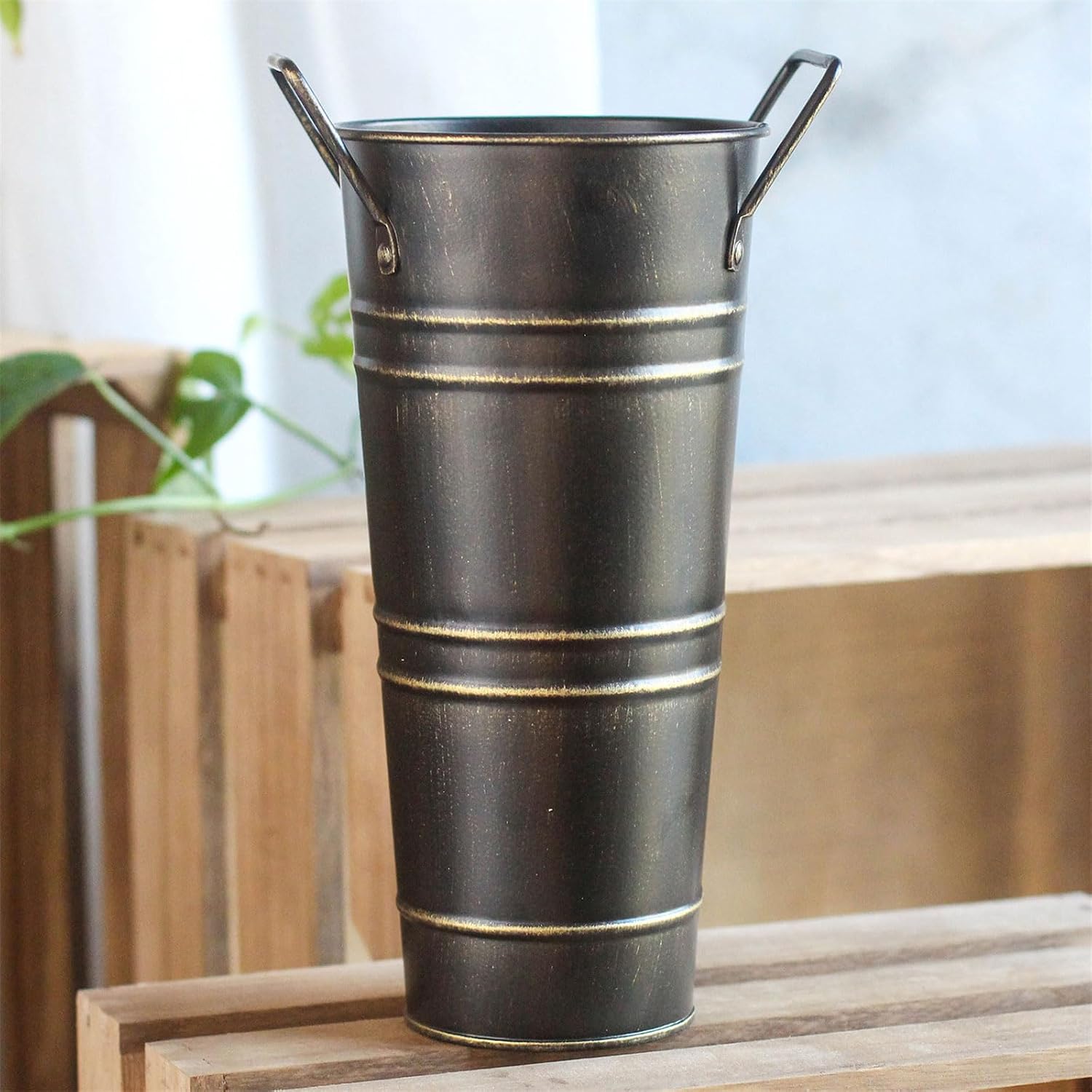 Umbrella Stand, Umbrella Holder for Entryway Metal Freestanding Umbrellas Stand Indoor Umbrellas Storage with Handle Vintage Storage Bucket Flower Arrangement for Home Decor﻿