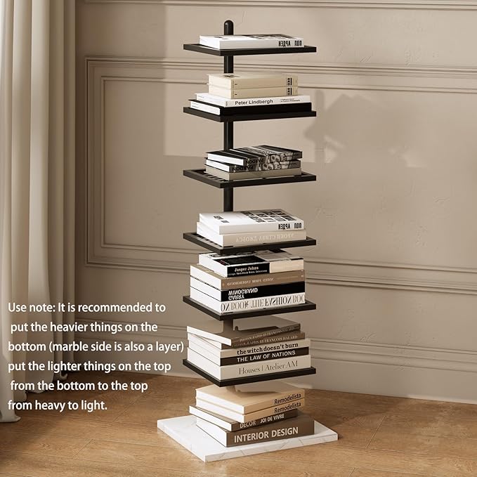 Vertical Bookshelf,Metal Spine Book Tower,Small Bookshelf for Small Spaces,Fl...