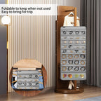 Dual-sided Hanging Jewelry Organizer Necklace Holder Jewelries Storage with 34 Zippered Pockets and 14 Dustproof Hook Loops (GREY)