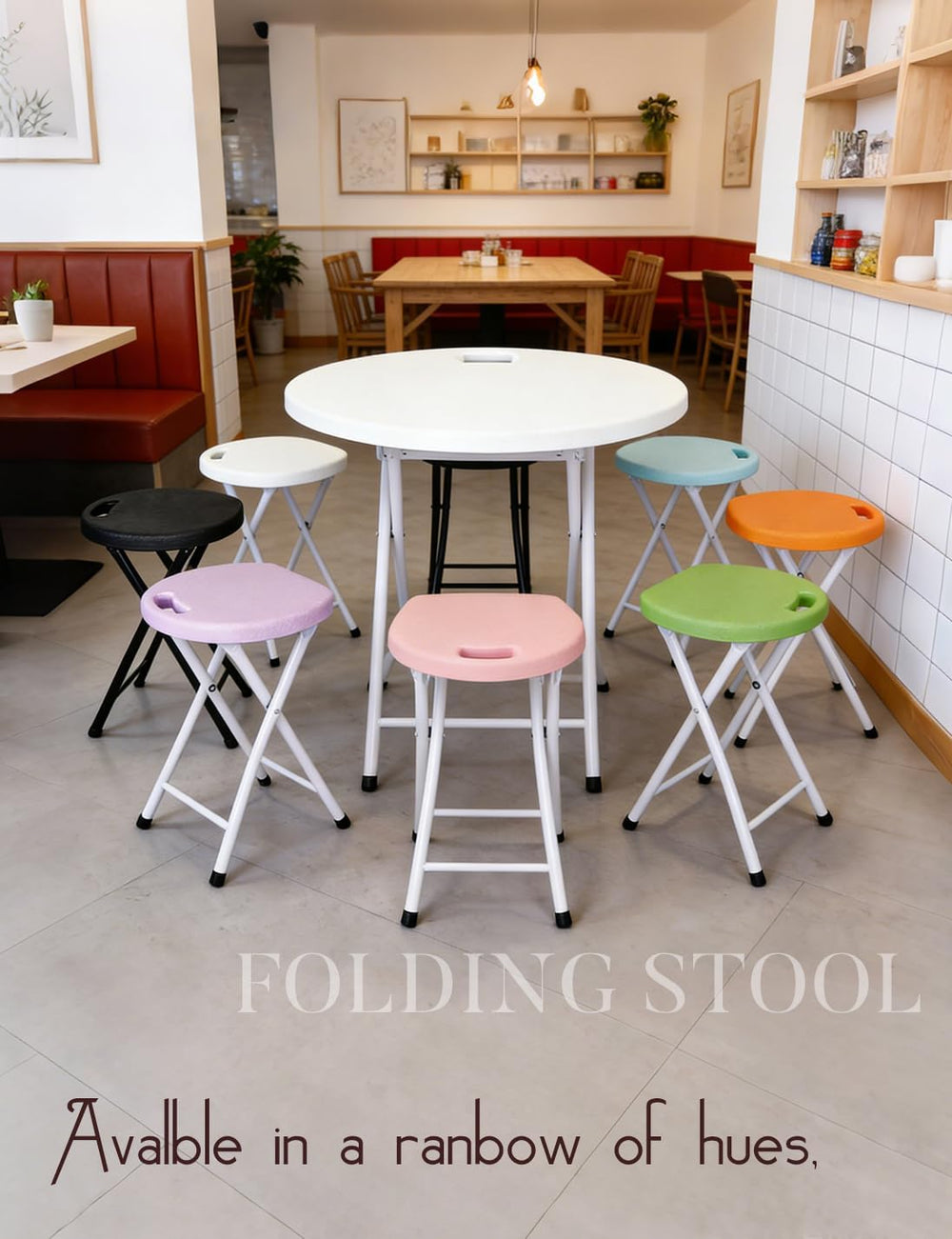 18 Inch Folding Stool with Handle, 2Pcs Purple