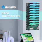 11-Tier Wall File Organizer Hanging Wall File Holder Wall Mount Paper Folder Organize, Mesh Magazine Document Mail Organizer Wall Organizer for Office School Home, Black