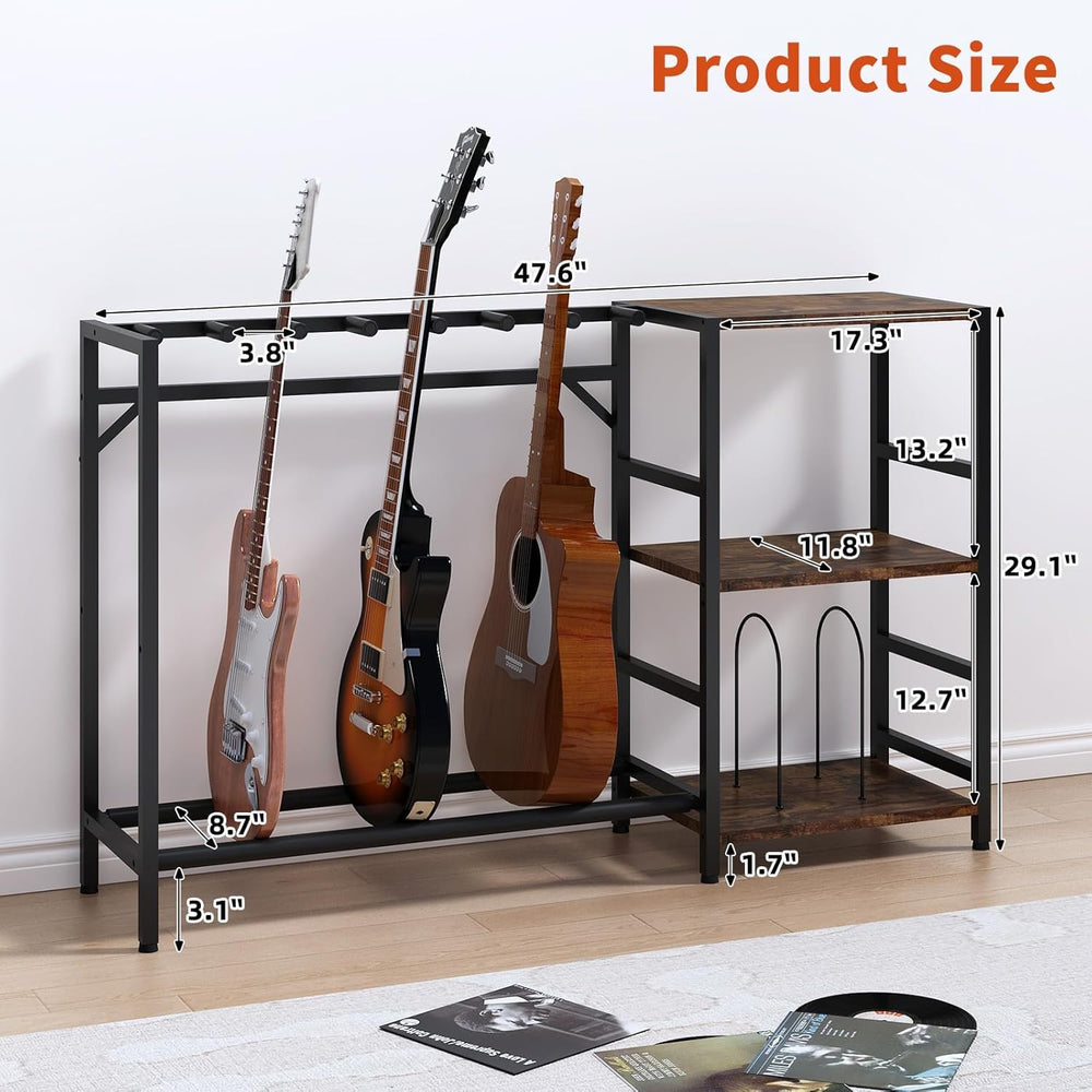 Guitar Stand with Record Player Stand, Guitar Rack with Record Player Table, ...