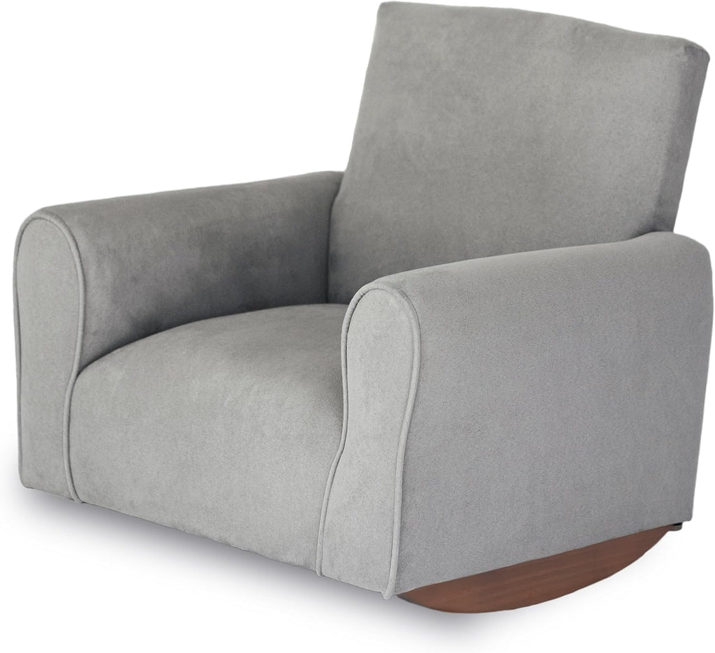 Toddler Personalized Armchair, Kids Upholstered Rocking Chair with Personalization, Toddler Chair with Personalized Name, Comfy Child Armchair, (Grey Suede, Rockers)