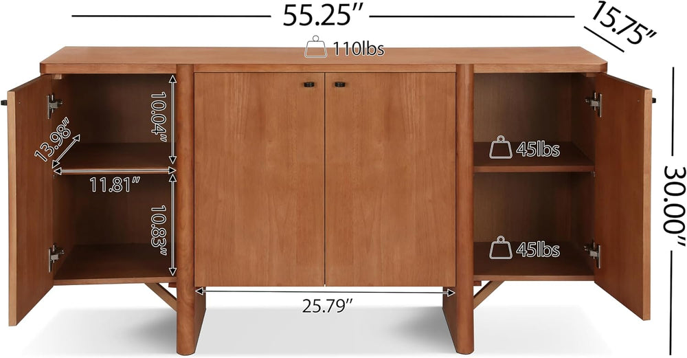 Merax Modern Sideboard Buffet Cabinet,55.0" Wide Elegant Entryway Table ...