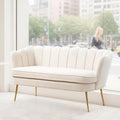59'' Loveseat Sofa, Comfy Chenille 2-Seater Sofa with Gold Legs, Modern Shell Accent Couch for Studio, Living Room, Store, Office (Beige Chenille).