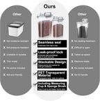 (3+5LBS 2Pack Cat Dog Food Storage Container Upgraded Large Nozzle BPA-free, Plastic Pet Food Containers, With 4 Sealed Clasps/1 Measuring Cup/Handle Easy Clean and Carry (Clear Grey)