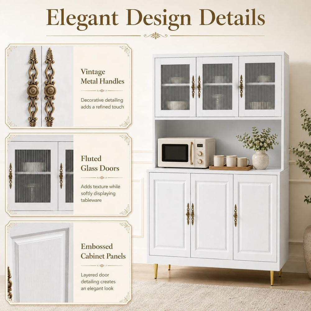 AUN Metal Pantry Cabinet with Charging Station - 68" Multi-Scene Storage...