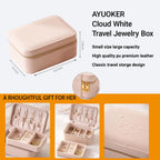 Small Travel Jewelry Box,2 Layers PU Leather Travel Jewelry Box, Portable Jewelry Storage with Large Capacity,Cloud White Jewelry Organizer Box Teacher Gifts for Women