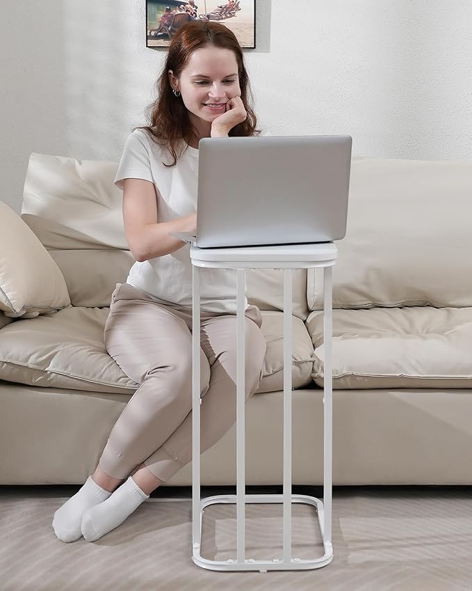 C Shaped End Table Set of 2, Small Side Table for Sofa and Bed, Couch Tables ...