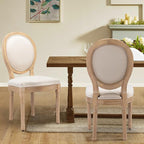Upholstered Dining Chairs Set of 2 French Country Oval Fabric Back Kitchen Side Chair with Wood Legs for Dining Room, Kitchen, Restaurant(Beige-Fabric)
