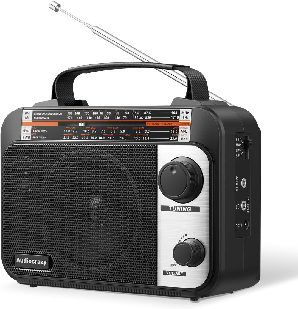 Multi-Band AM/FM/SW1-2 Radio Transistor Radio AC or Battery Operated with Bes...