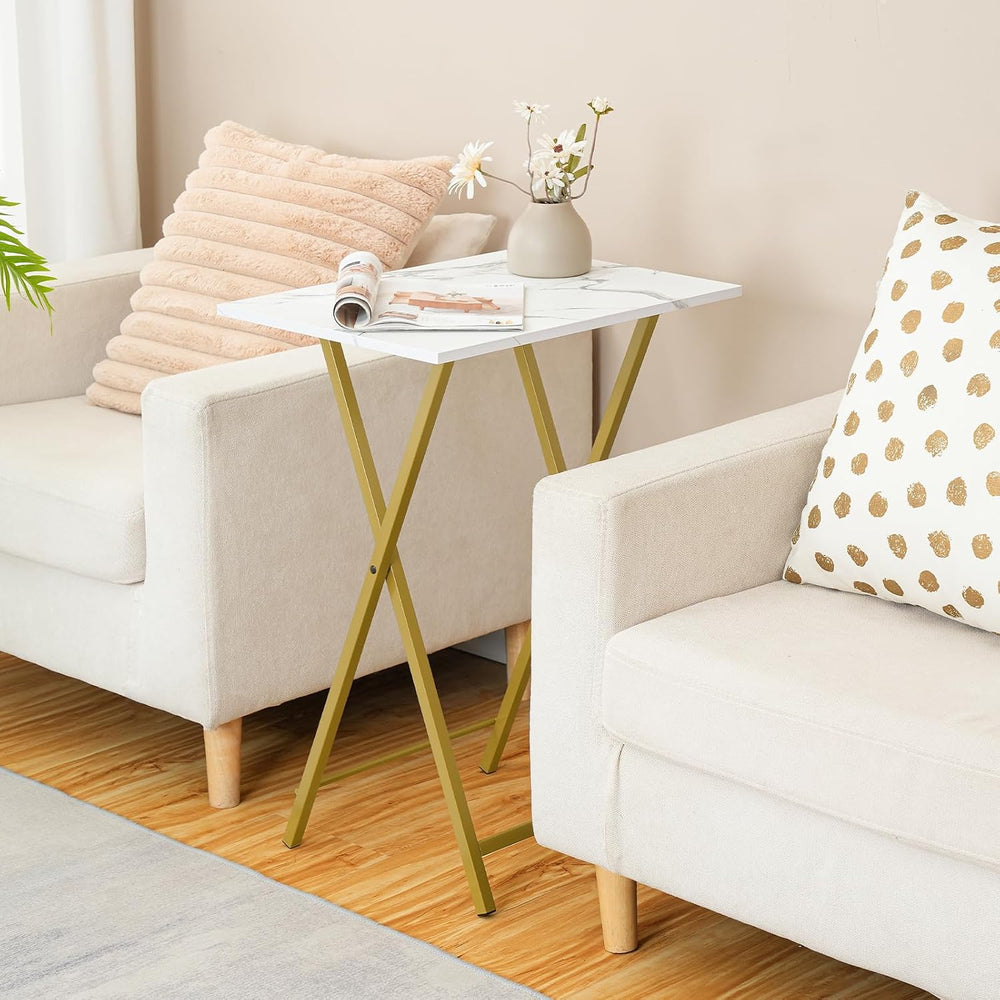 HOOBRO Folding TV Tray Tables, Set of 2 Side Table for Small Space, Industria...