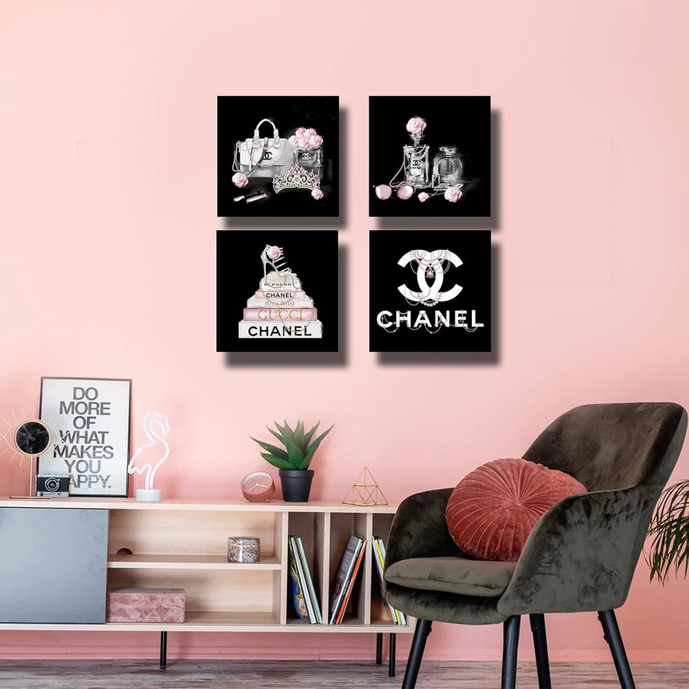 Meetdeceny Black And White Wall Art/Pink Book Pictures Room Decor for Teen Gi...