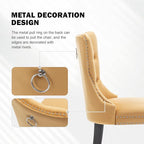 Velvet Dining Chairs Set of 6,Upholstered Dining Chairs with Ring Pull Trim and Button Back,Modern Seating for Kitchen, Bedroom & Living Room(Gold)