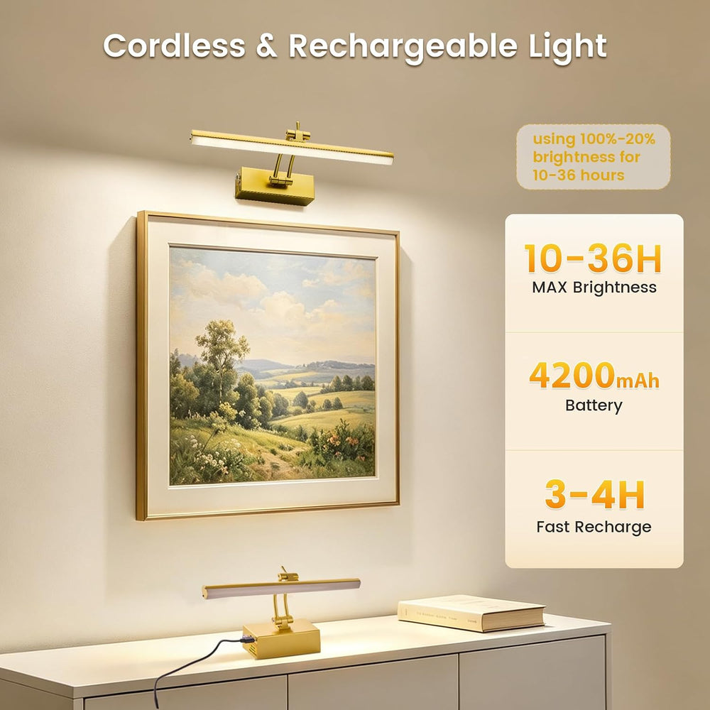 Yuichoy 4 Pack Picture Light Battery Operated for Wall, 12" Wireless Art...