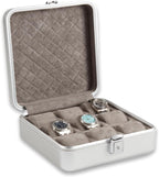 Bey-Berk Personalized Prague Aluminum 9-Slot Watch Case (Silver), Locking Travel Metal Watch Box with Quilted Interior, 9.75" x 3" x 10.25"
