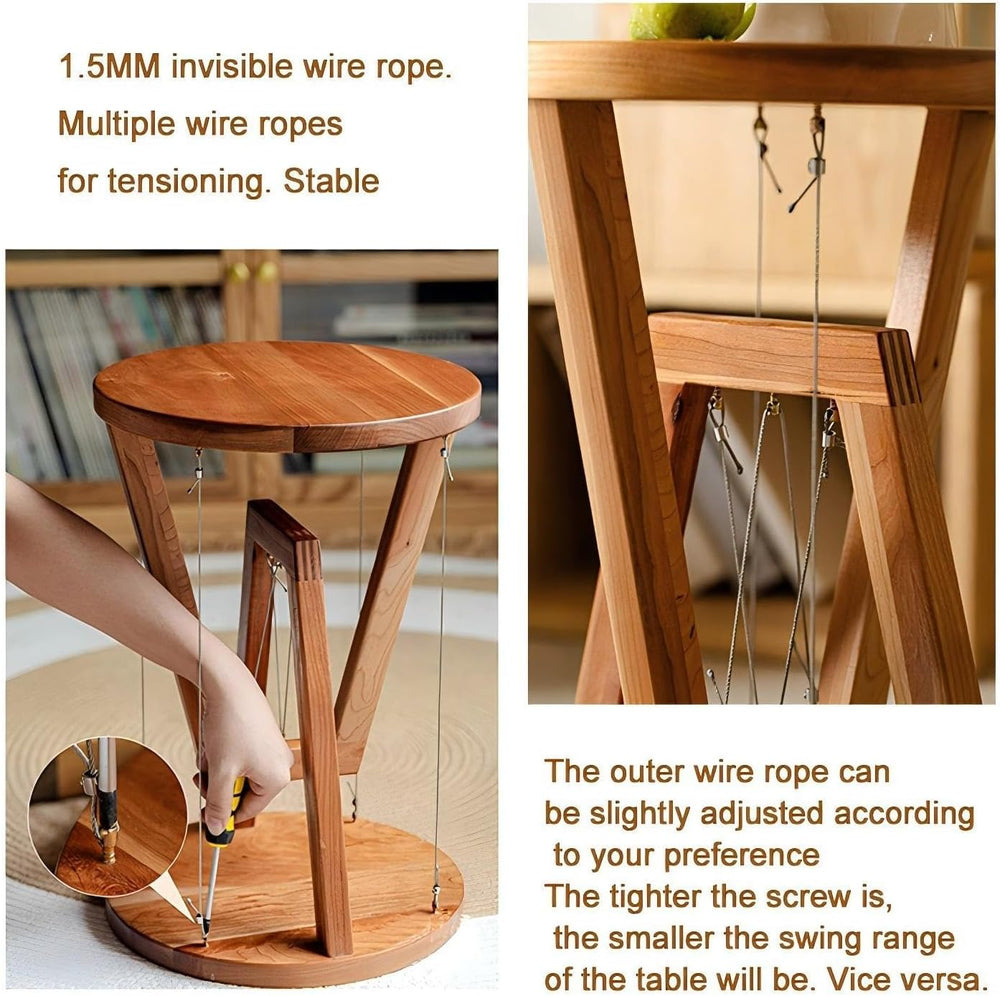 Solid Wood End Table - Tensegrity Design for Living Room, Sofa Side, Home Dec...