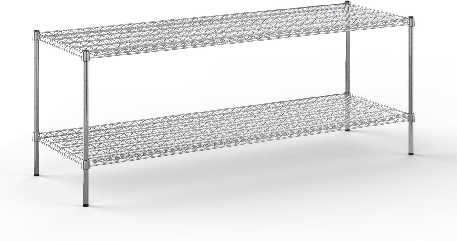 24" Deep x 72" Wide x 27" Height Wire Shelving Kit | 2-Tier | NSF Commercial Storage Rack Unit