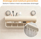Bathroom Rack - Drill Free Shower Organizer, Rustproof Shelf, Adhesive Wall Mount, Hanging Hooks Bar | Space Saving Shower Storage for Shampoo Soap Body Wash Home Kitchen Apartment Dorm Accessories