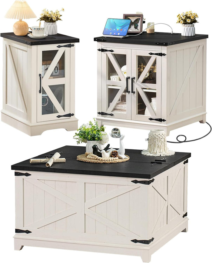 Joaxswe Farmhouse Coffee Table Sets 3