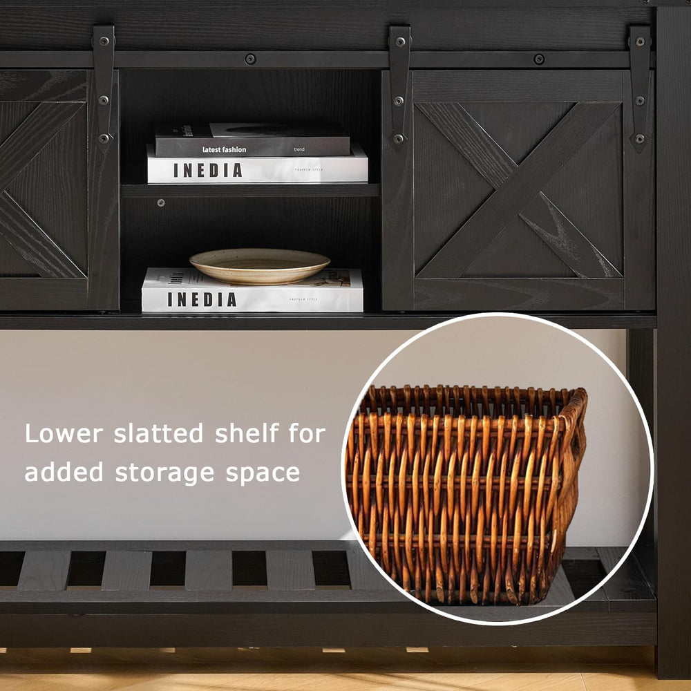 Black Farmhouse Entryway Table, Rustic Hallway Table with Storage Shelf, Sofa...
