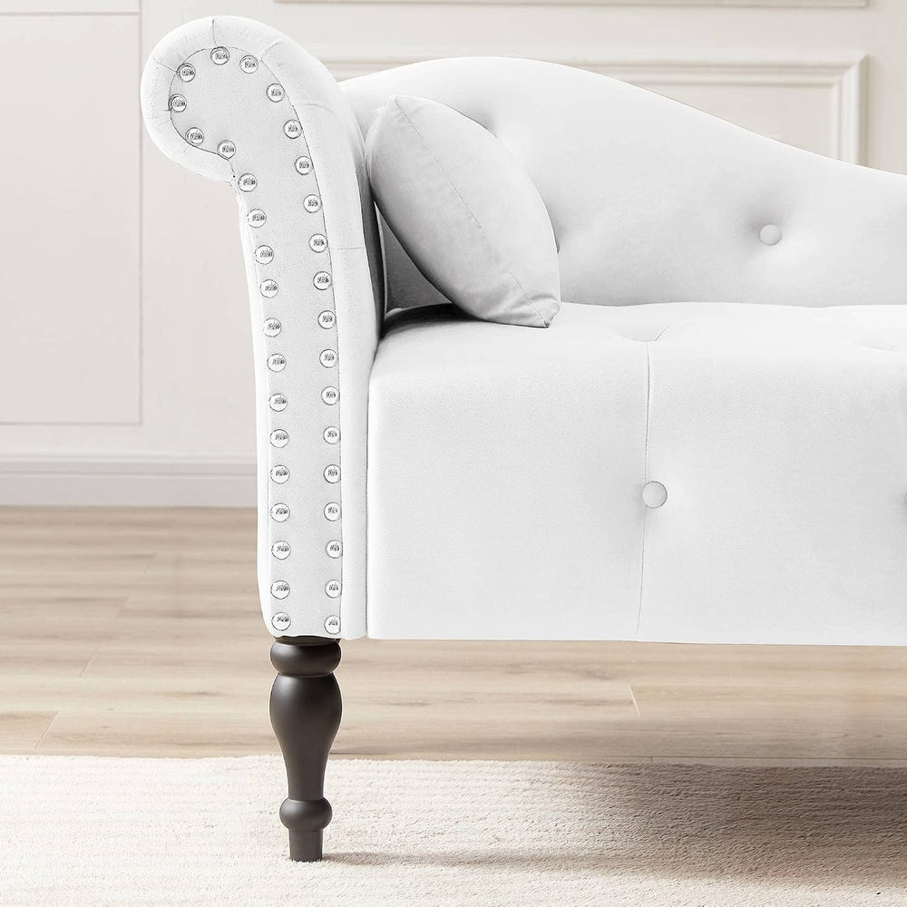 Holaki Velvet Chaise Lounge,Indoor Accent Chaise Chair with Pillow,Button Tuf...