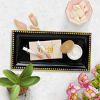 2 Pack Black Bathroom Vanity Tray for Countertop with Beads, Small Plastic Toilet Tank Versatile Storage Organization Tray for Makeup, Perfume, Desk, Kitchen, Candles, 14"x7"x1", 36B