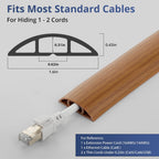 ZhiYo 3.6ft Cord Covers for Wires on Floor, Cord Hider Floor Hide Extension Cords, Soft PVC Cable Cover Cable Protector, Wire Cavity W0.62in H0.31in, Yellow Oak Wood