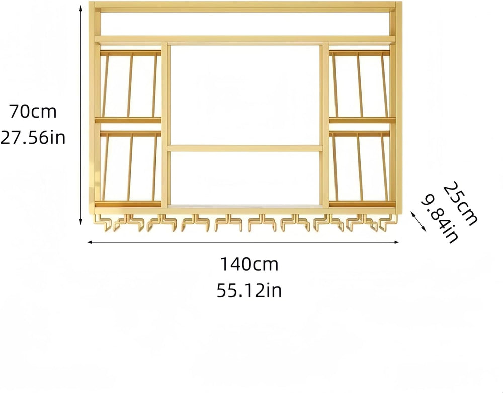 55 Inch Wine Rack Wall Mounted, 3-Tier Wall Bar Shelf with Glass Holder, Indu...