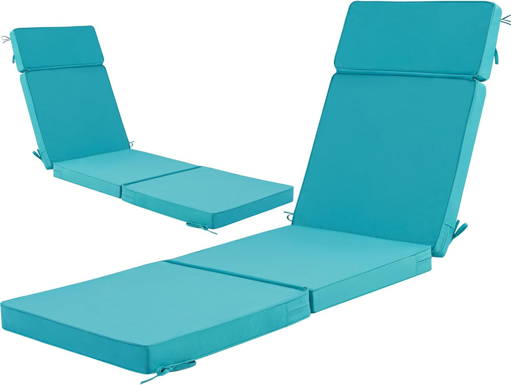80 x 26 Inch Outdoor Chaise Lounge Cushions Set of 2 - Removable Cover, 4-Sec...