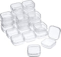 24 Packs Small Clear Plastic Beads Storage Containers Box with Hinged Lid for Storage of Small Items, Crafts, Jewelry, Hardware(1.37 x 1.37 x 0.7 Inches)
