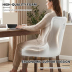 OVENTA Modern Tufted Upholstered Dining Chairs Set of 4, White Blue Velvet and Leather Dining Chair with Solid Wood Legs, Sillas de Comedor, Kitchen Chairs (White Blue, Velvet and Leather Set of 4)