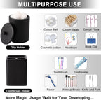 Resin 6 Pcs Black Bathroom Set Complete with Toothbrush Holder, Lotion Soap Dispenser, 2 Qtip Holder Dispensers,Vanity Tray,Bathroom Tumbler - Countertop Vanity Organizer - Bathroom Accessories Set