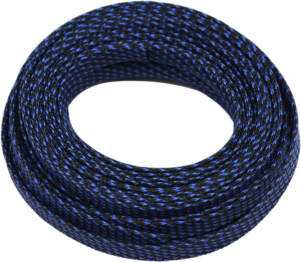 30ft PET Expandable Sleeving Wire Cable Sleeve (3/5", Blue&Black)