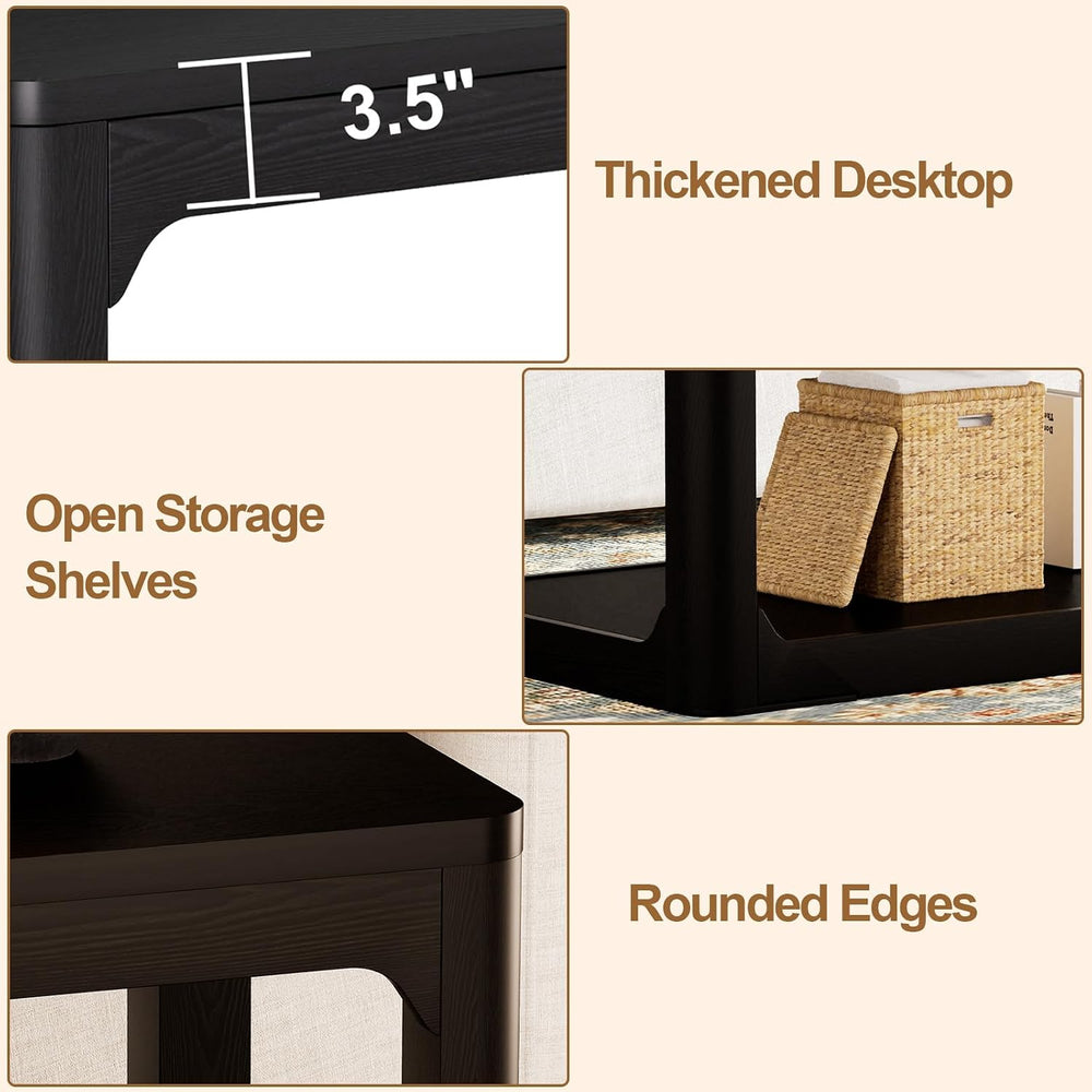 Coffee Table and End Table Sets 3-Piece for Living Room | 2-Tier Storage, Woo...