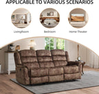 2 Pieces Reclining Couch Furniture Set, Overstuffed Reclining Loveseat Couch and Wide 3PC Bonded Recliner Sofa Set for Living Room, Brown