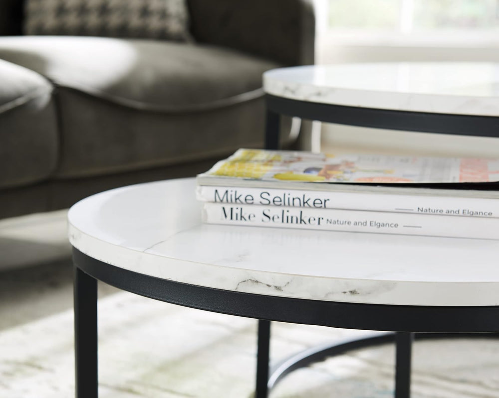 Modern Nesting Coffee Table Set of 2 for Living Room, Office, Balcony, Mid Ce...
